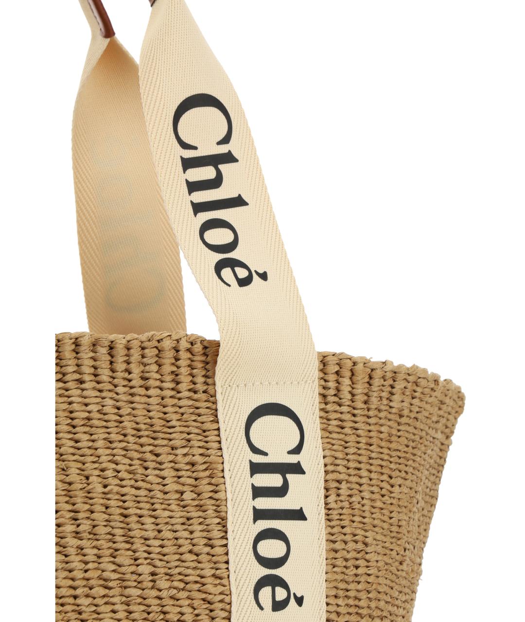 CHLOE Бежевая пелетеная сумка тоут, фото 4