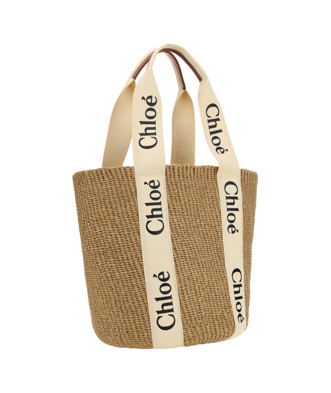 CHLOE Бежевая пелетеная сумка тоут, фото 2