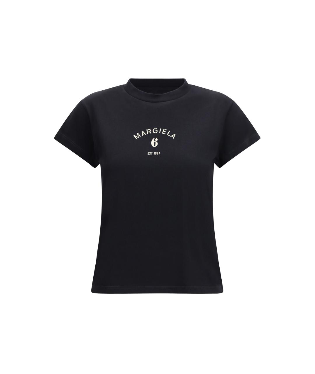 MM6 MAISON MARGIELA Черная хлопковая футболка, фото 4