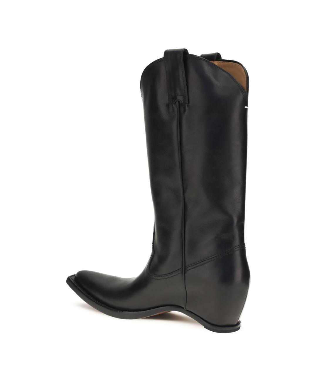 MAISON MARGIELA Черные кожаные ботинки, фото 3