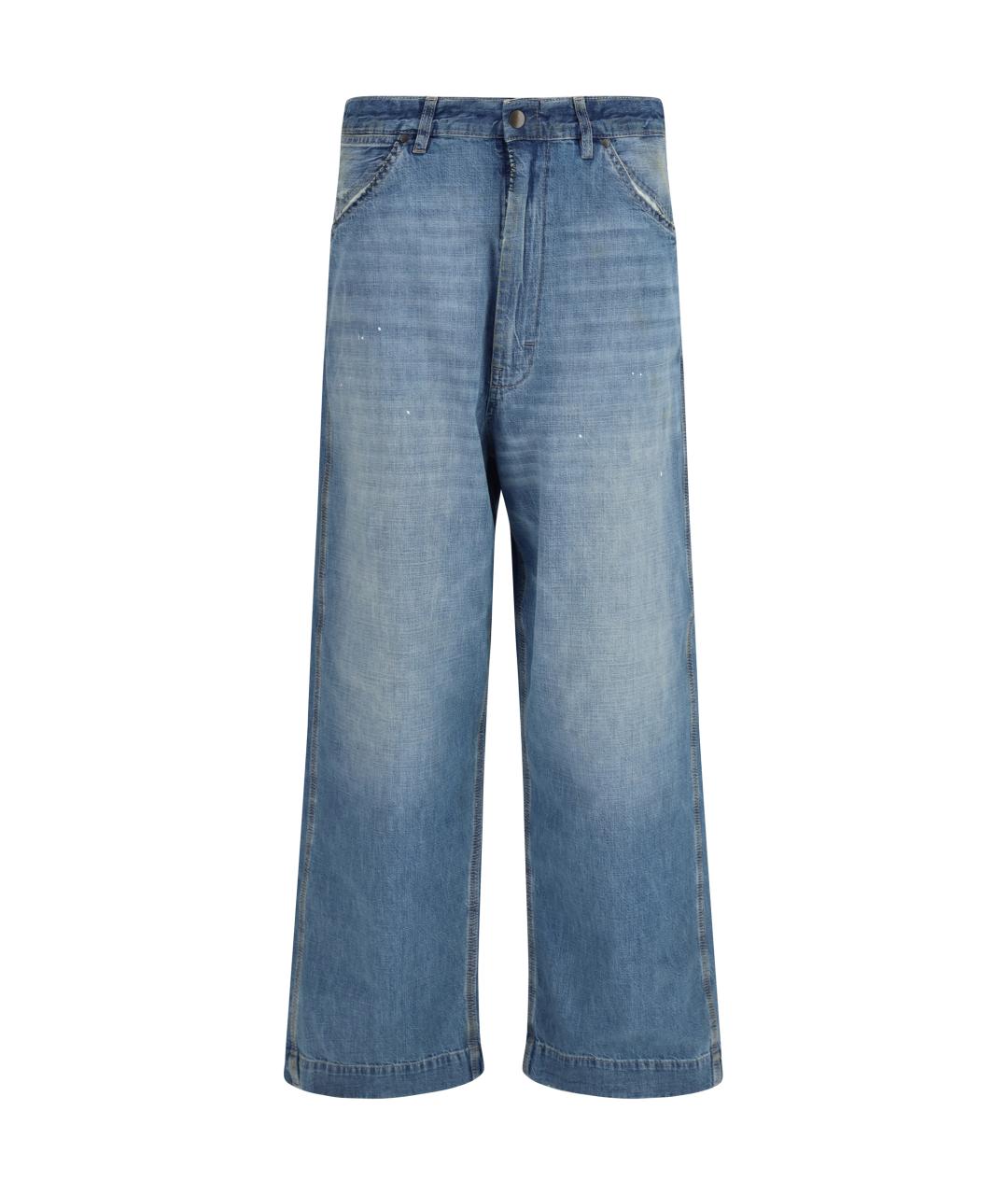 MAISON MARGIELA Синие хлопковые прямые джинсы, фото 1