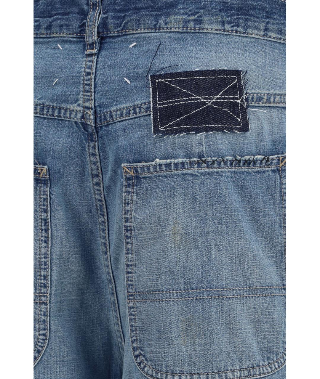 MAISON MARGIELA Синие хлопковые прямые джинсы, фото 3