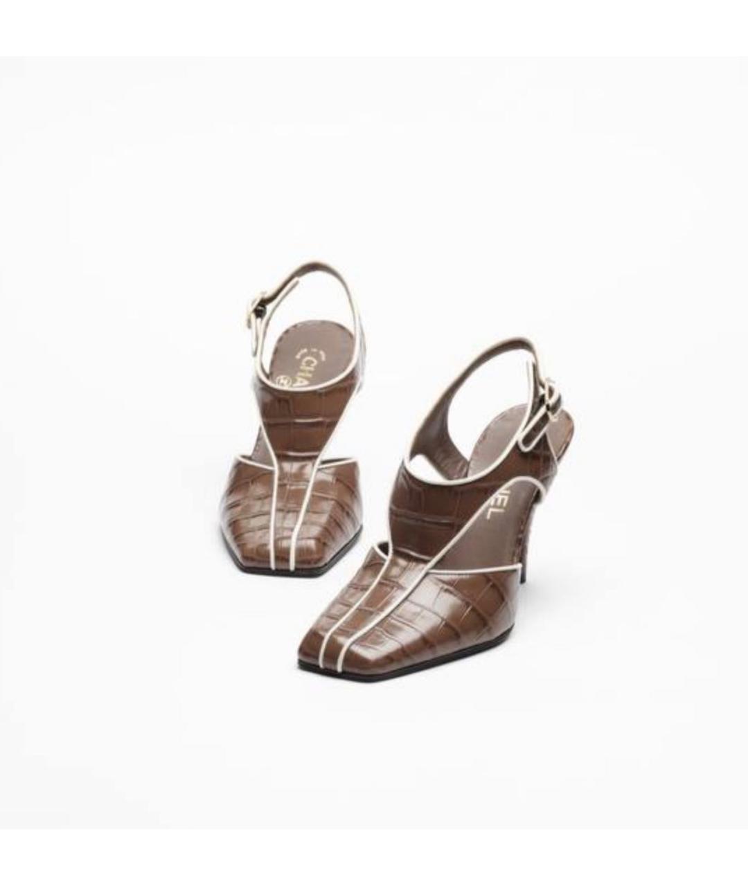 CHANEL Коричневые кожаные туфли, фото 2