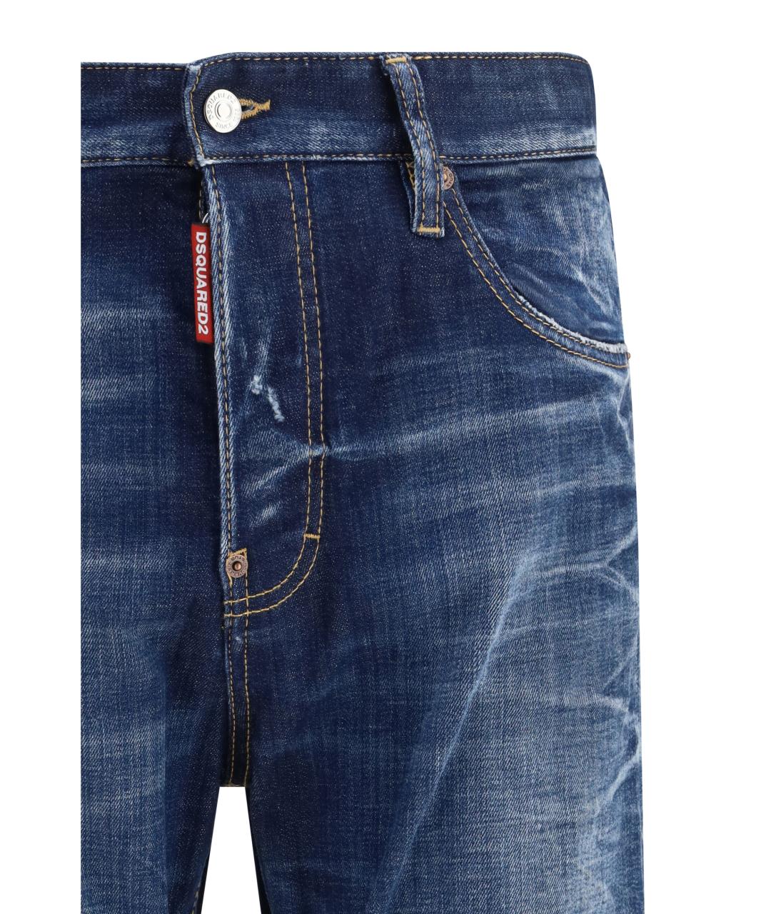 DSQUARED2 Синие хлопковые прямые джинсы, фото 3