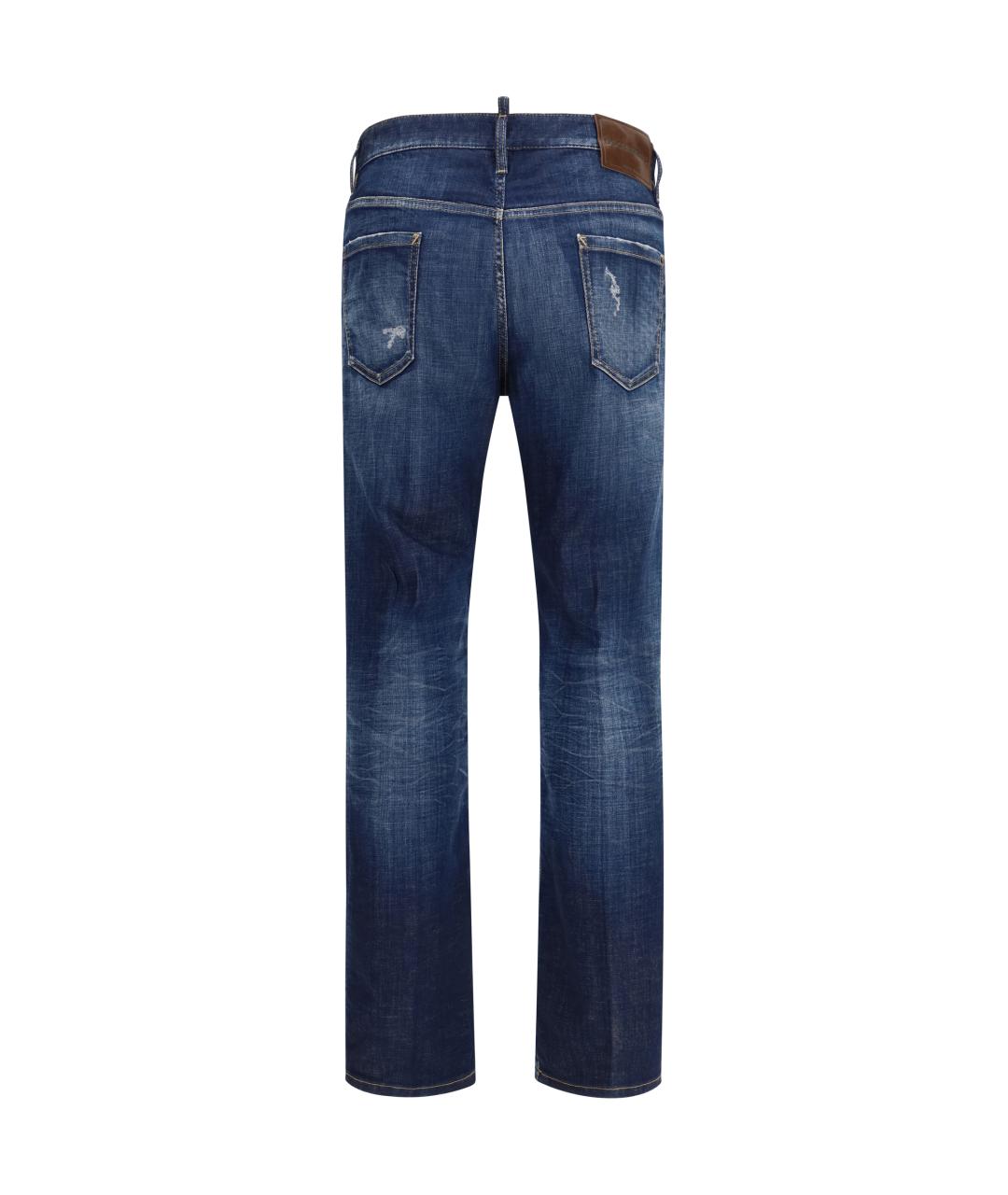 DSQUARED2 Синие хлопковые прямые джинсы, фото 2