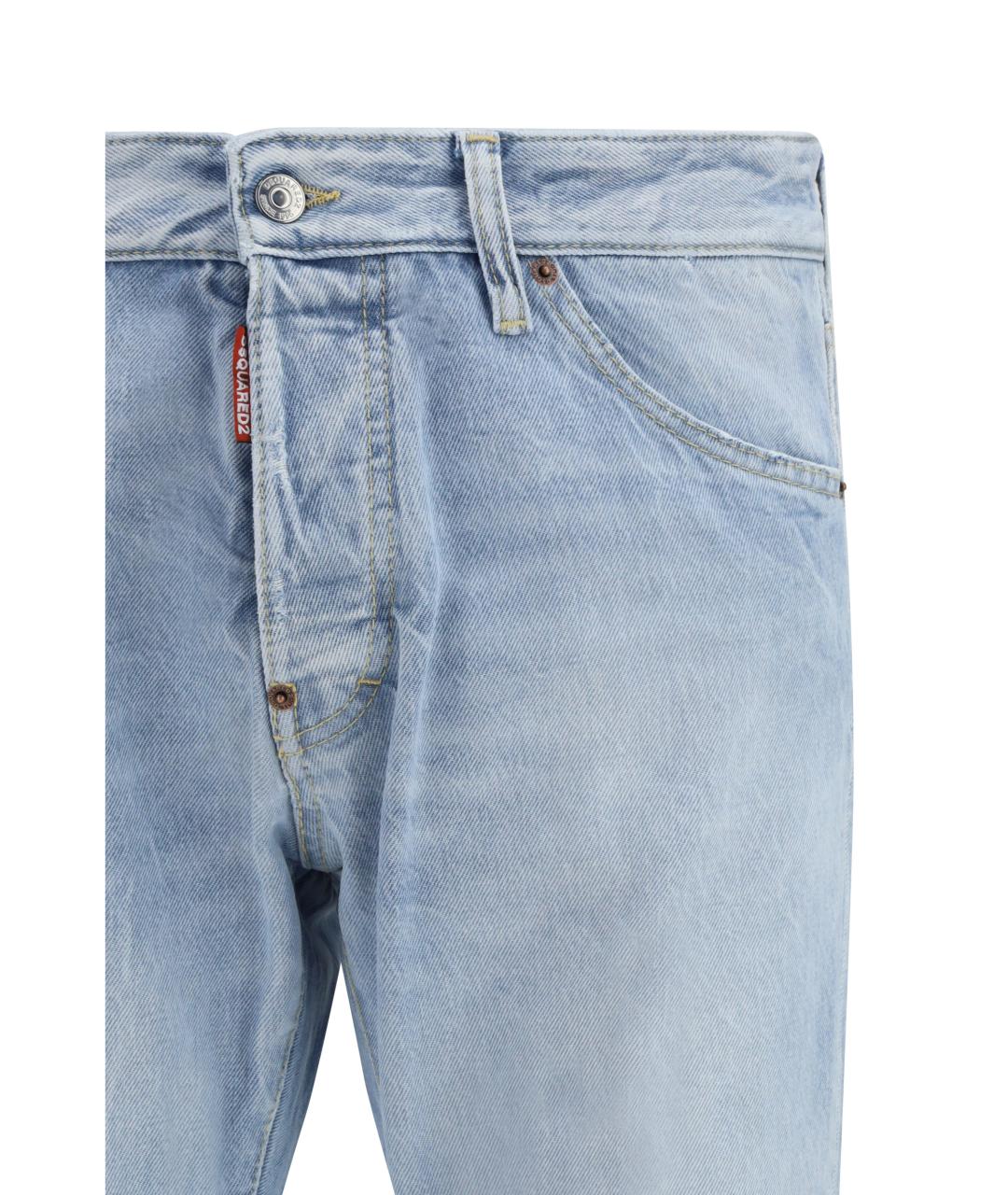 DSQUARED2 Голубые хлопковые прямые джинсы, фото 3
