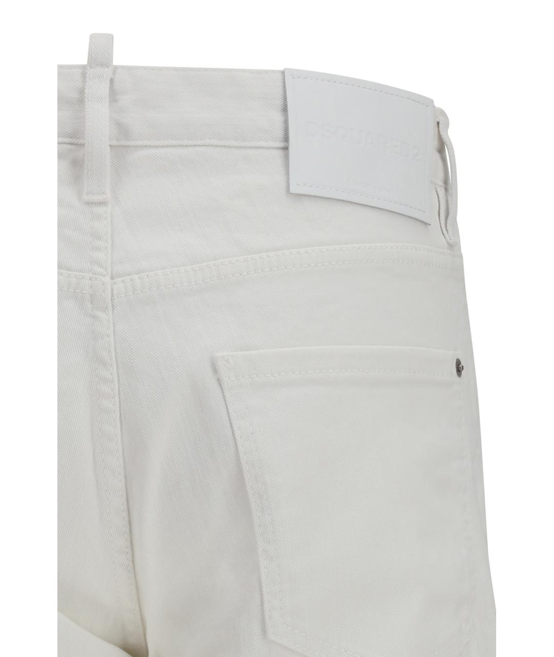 DSQUARED2 Белые хлопковые прямые джинсы, фото 3