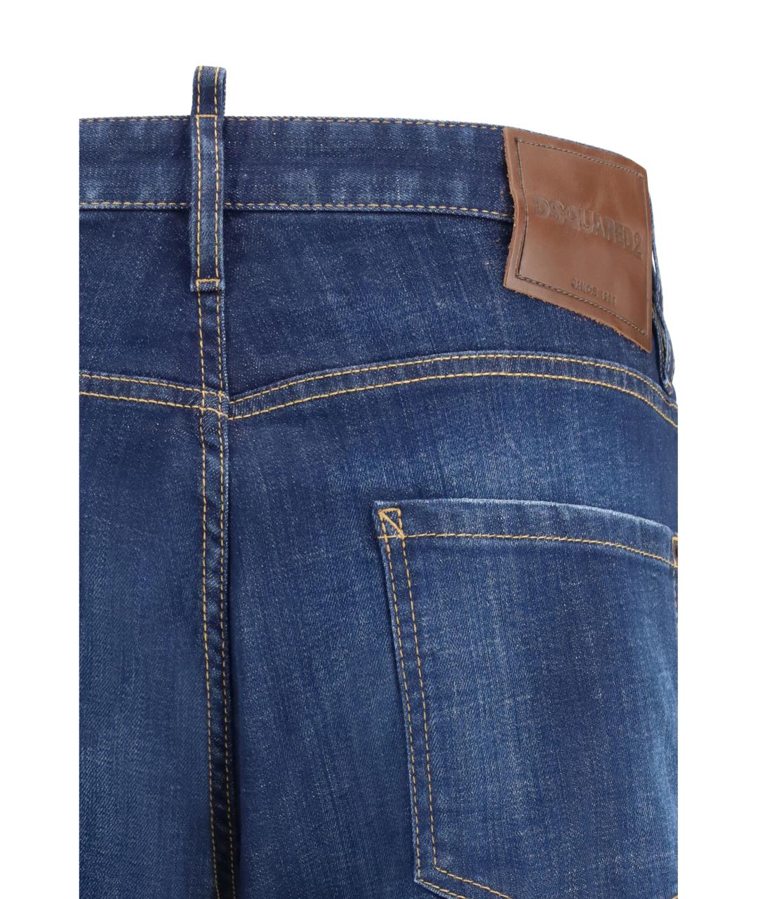 DSQUARED2 Синие хлопковые прямые джинсы, фото 3