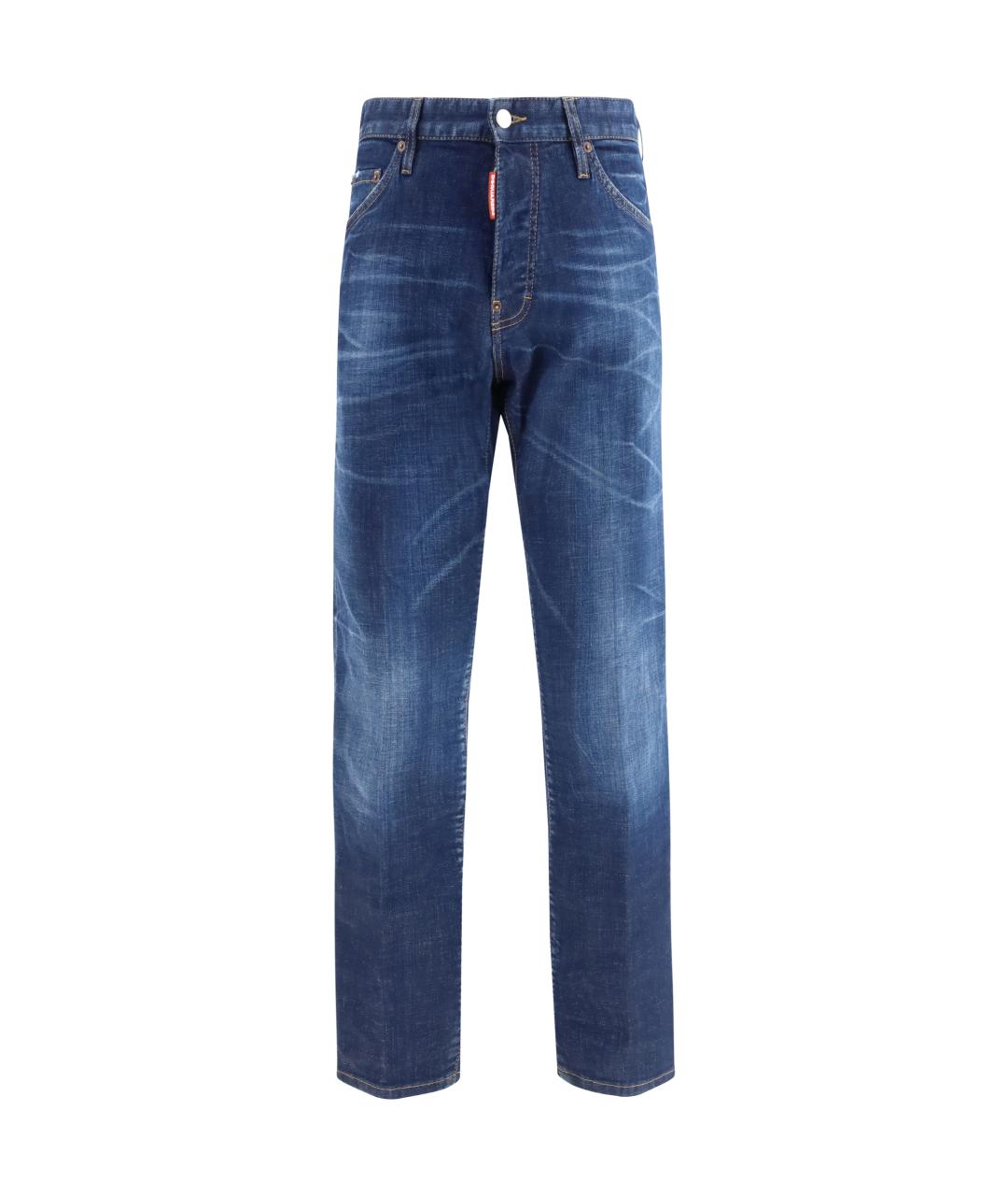 DSQUARED2 Синие хлопковые прямые джинсы, фото 1