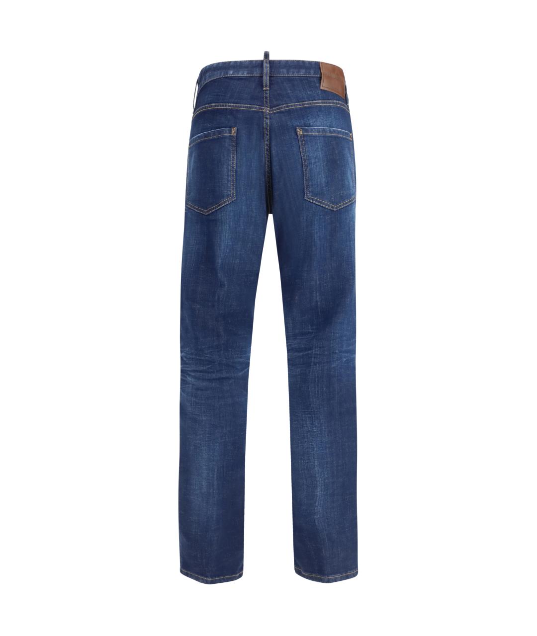 DSQUARED2 Синие хлопковые прямые джинсы, фото 2