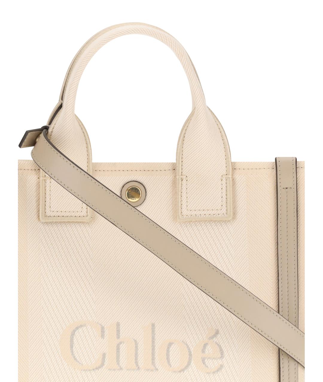 CHLOE Бежевая хлопковая сумка тоут, фото 4