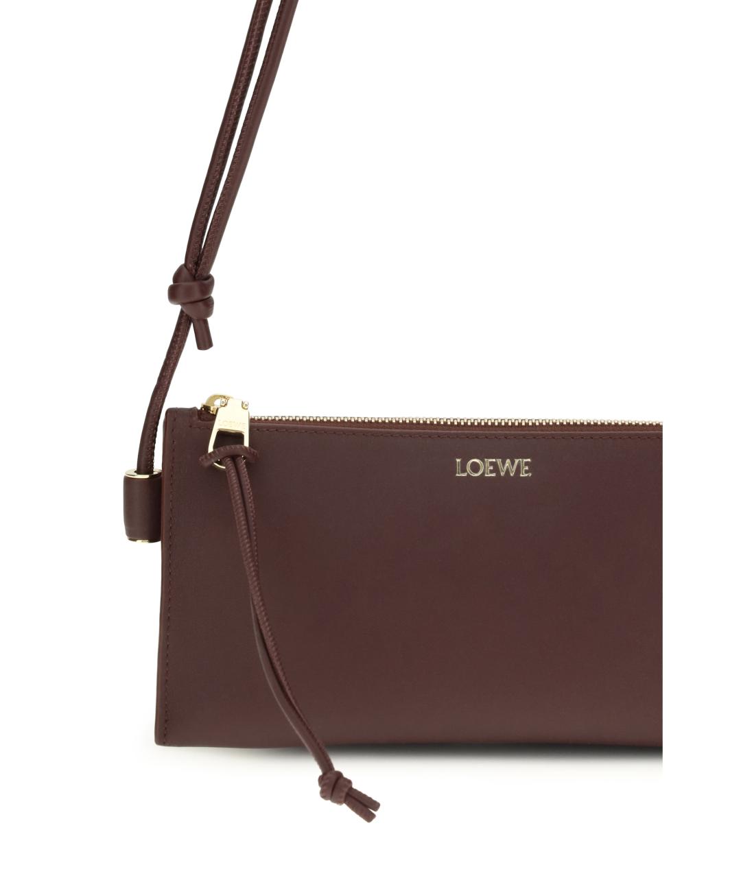 LOEWE Бордовая кожаная сумка через плечо, фото 4