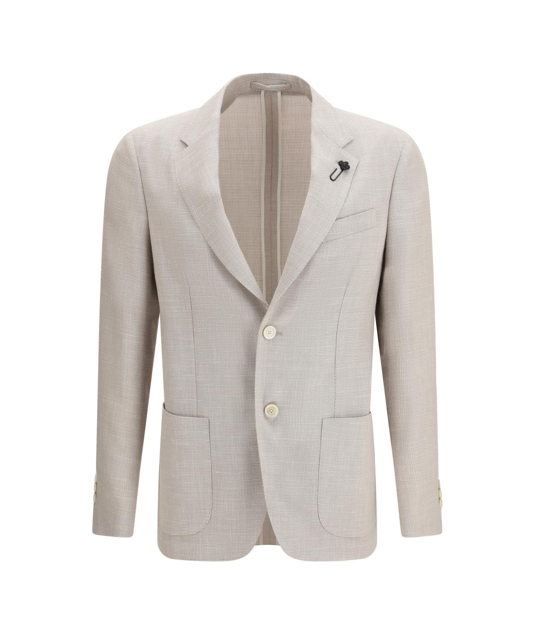 LARDINI Бежевый шелковый пиджак, фото 1