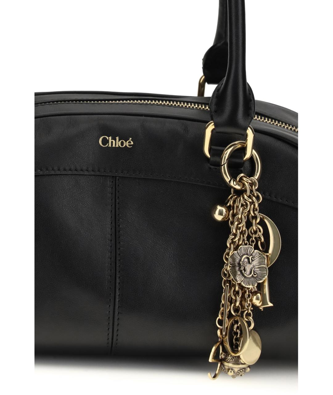 CHLOE Черная кожаная сумка с короткими ручками, фото 4