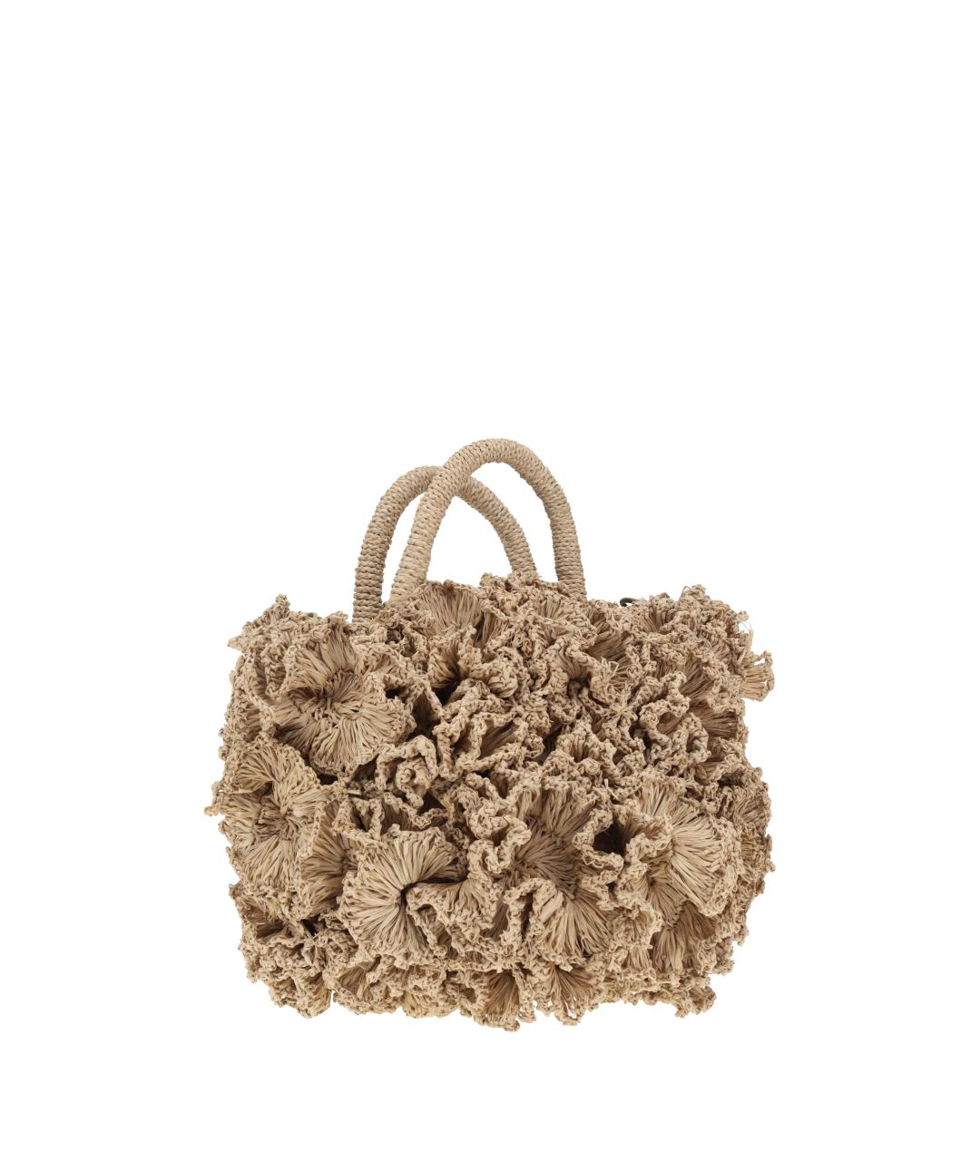 IBELIV Бежевая пелетеная сумка с короткими ручками, фото 2