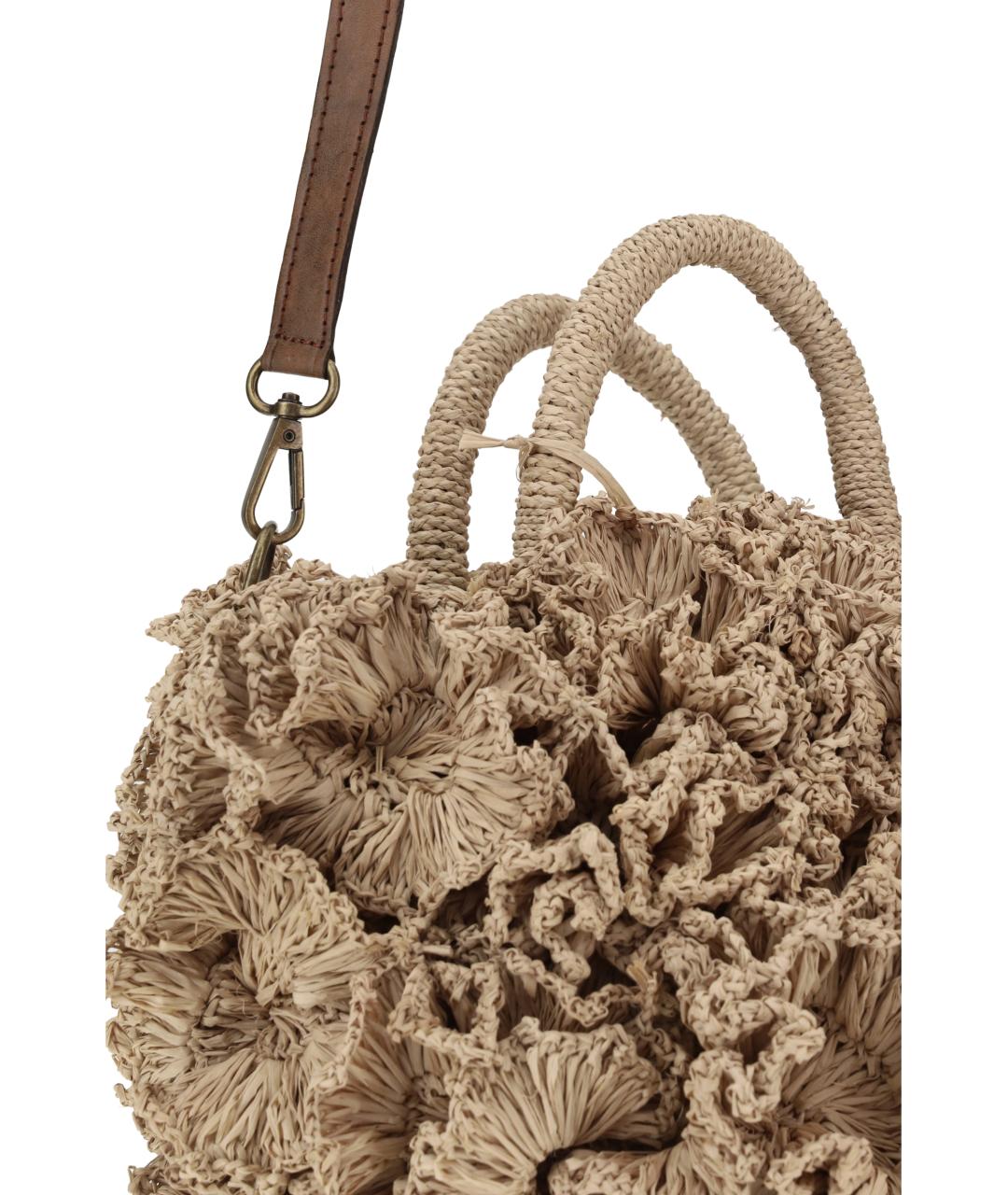 IBELIV Бежевая пелетеная сумка с короткими ручками, фото 4