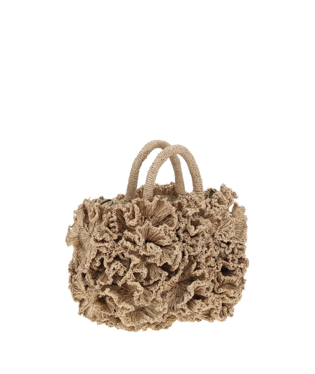 IBELIV Бежевая пелетеная сумка с короткими ручками, фото 3