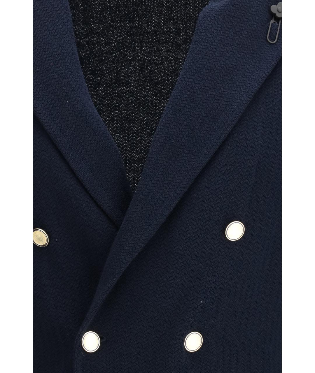LARDINI Темно-синий хлопковый пиджак, фото 3