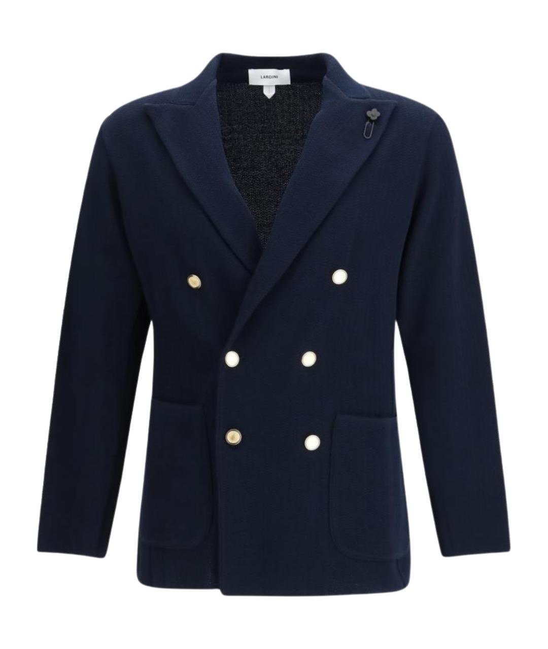 LARDINI Темно-синий хлопковый пиджак, фото 1