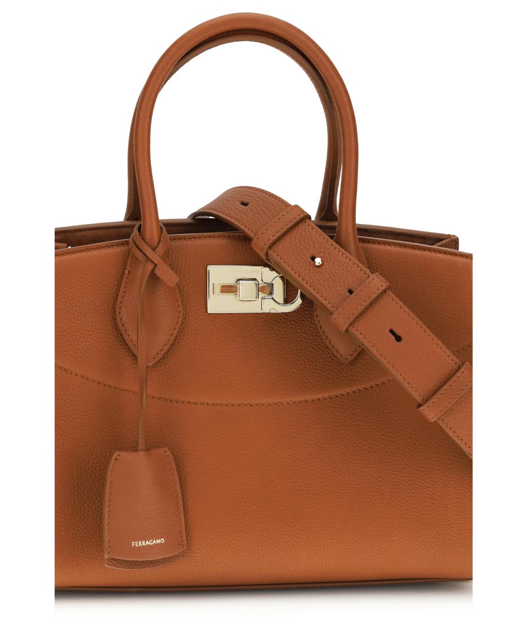 FERRAGAMO Коричневая кожаная сумка тоут, фото 4