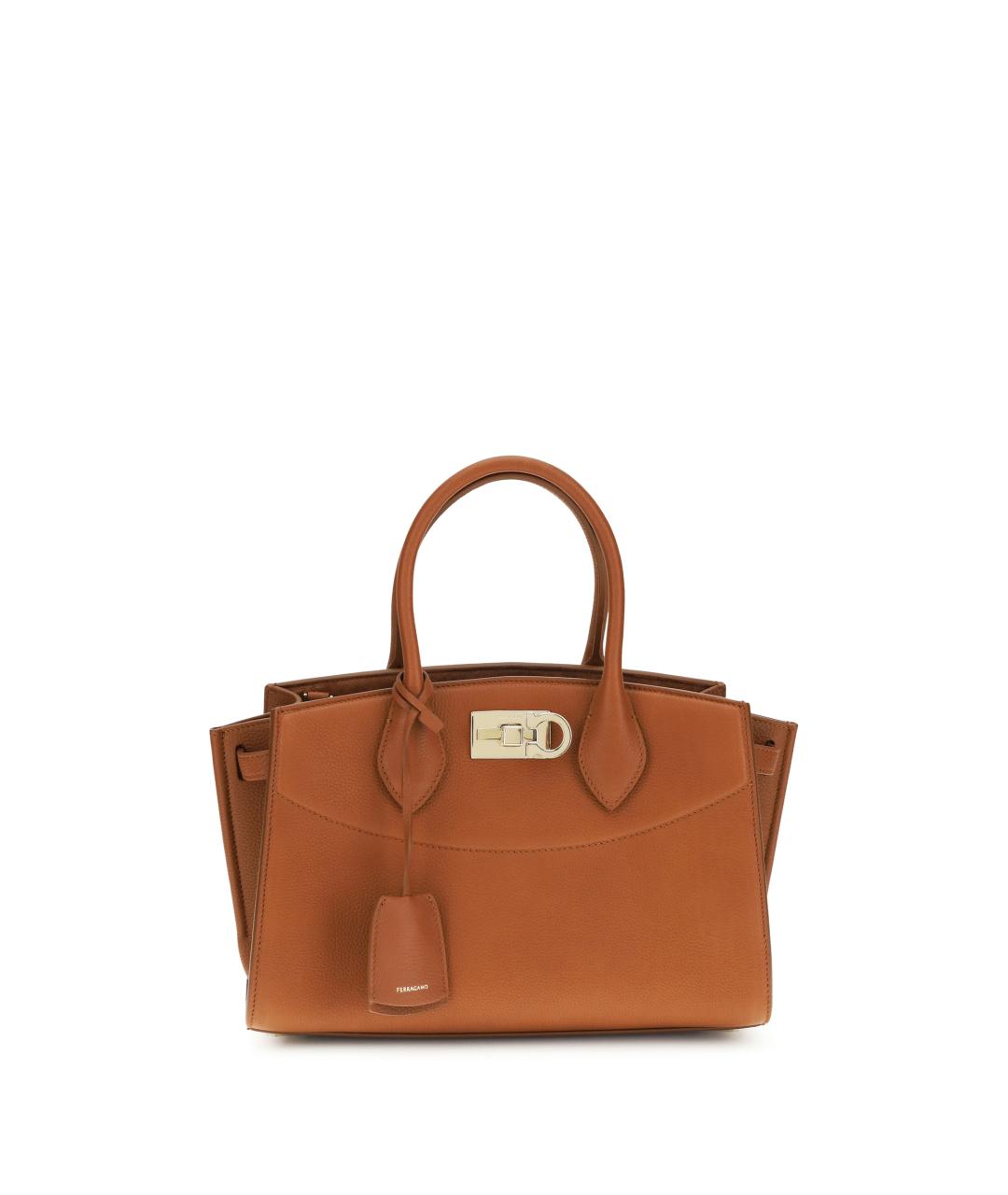 FERRAGAMO Коричневая кожаная сумка тоут, фото 1