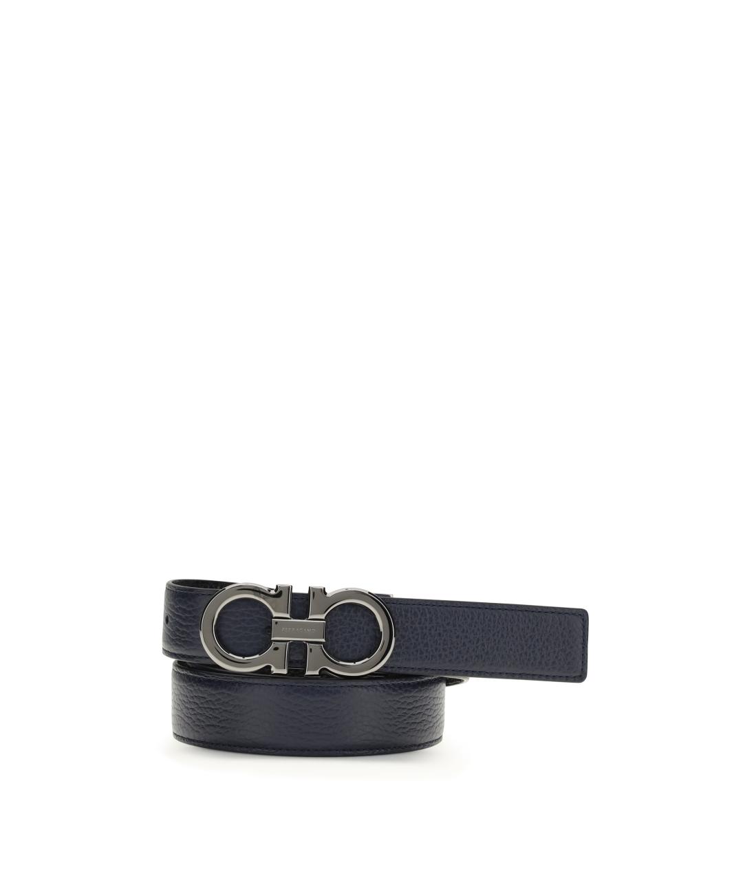 FERRAGAMO Темно-синий кожаный ремень, фото 1