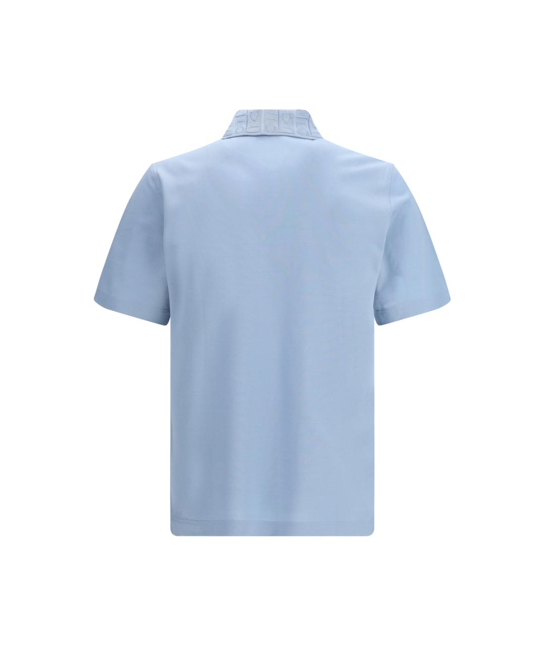 FERRAGAMO Голубое хлопковое поло с коротким рукавом, фото 2