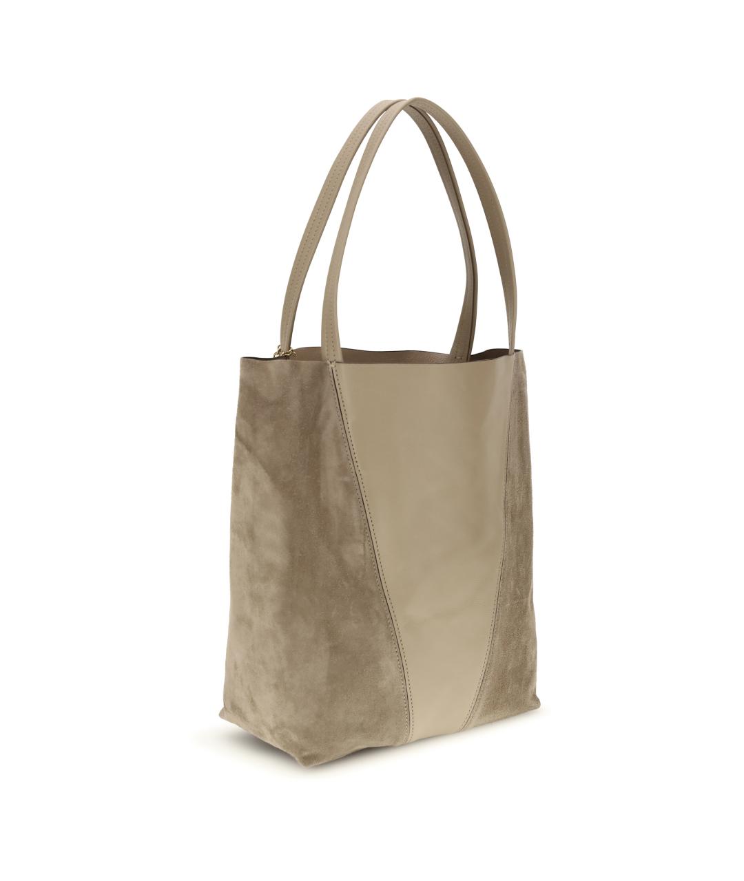 CHLOE Бежевая замшевая сумка тоут, фото 3