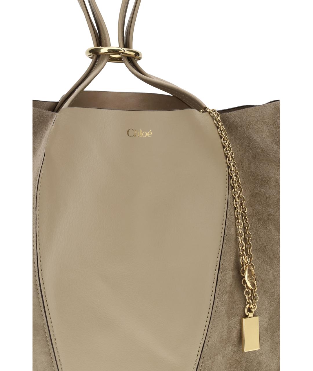 CHLOE Бежевая замшевая сумка тоут, фото 4