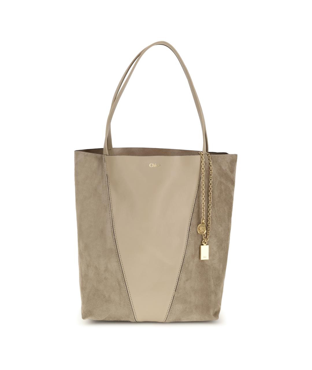 CHLOE Бежевая замшевая сумка тоут, фото 1