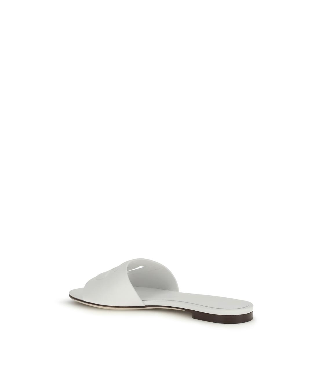 DOLCE&GABBANA Белые кожаные шлепанцы, фото 3