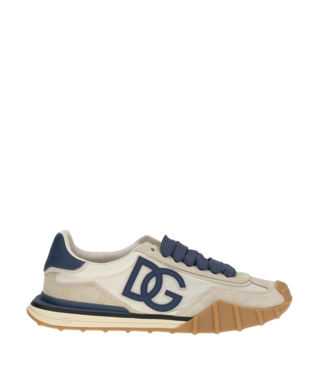 DOLCE&GABBANA Бежевые текстильные низкие кроссовки / кеды, фото 1