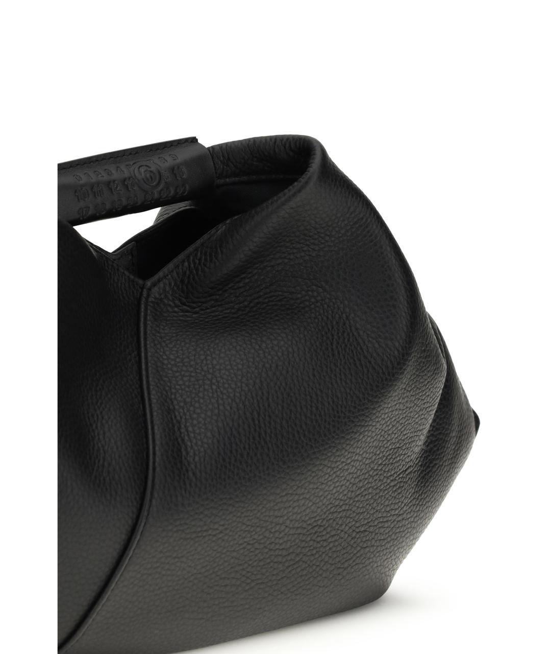 MM6 MAISON MARGIELA Черная кожаная сумка с короткими ручками, фото 4