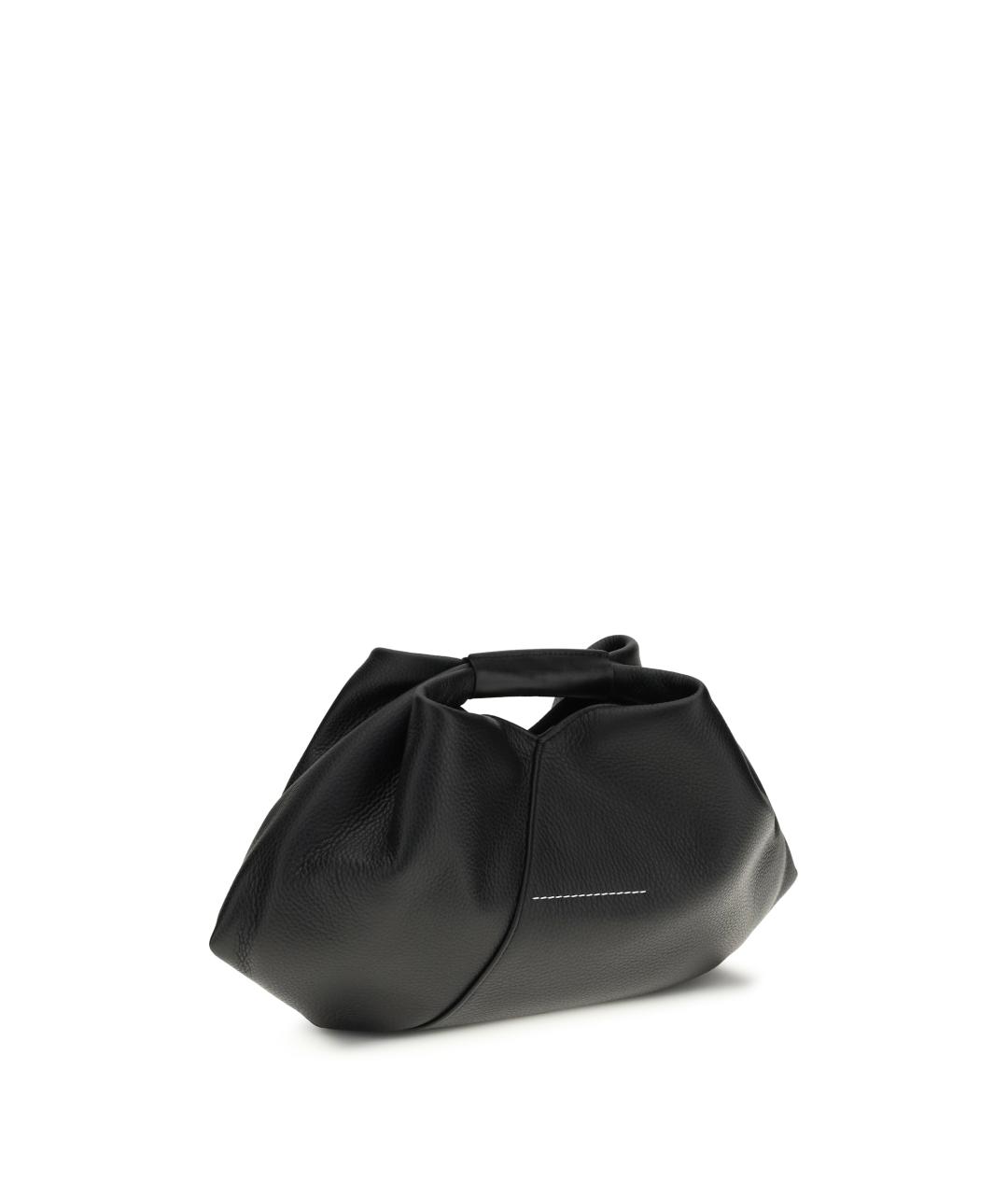 MM6 MAISON MARGIELA Черная кожаная сумка с короткими ручками, фото 3