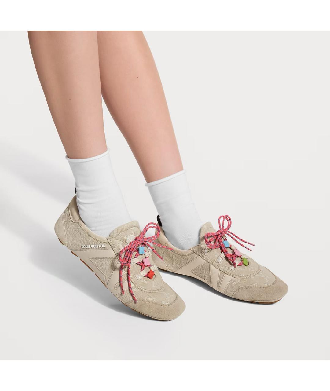 LOUIS VUITTON Бежевые текстильные кеды, фото 5