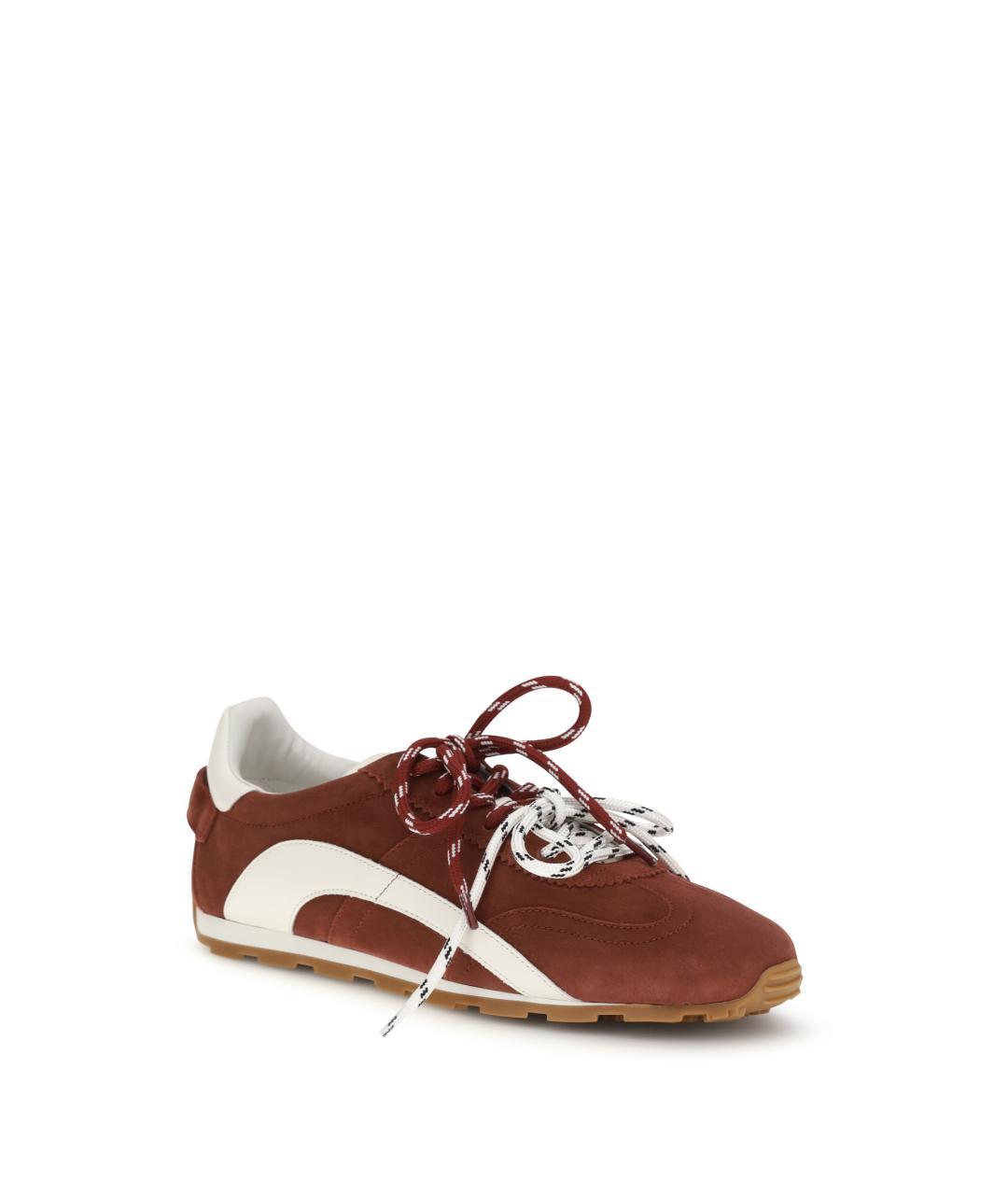 DSQUARED2 Бордовые замшевые низкие кроссовки / кеды, фото 2