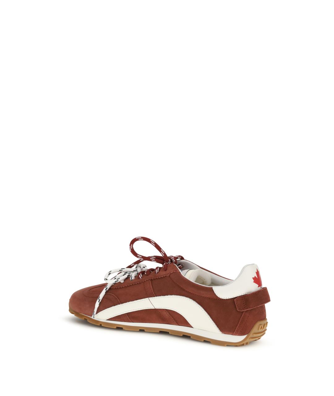 DSQUARED2 Бордовые замшевые низкие кроссовки / кеды, фото 3