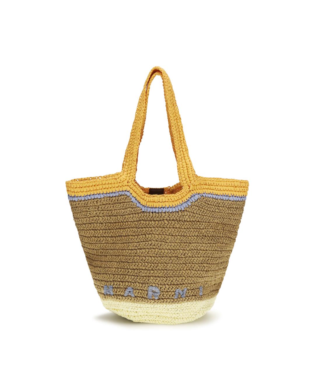 MARNI Бежевая пелетеная сумка тоут, фото 1