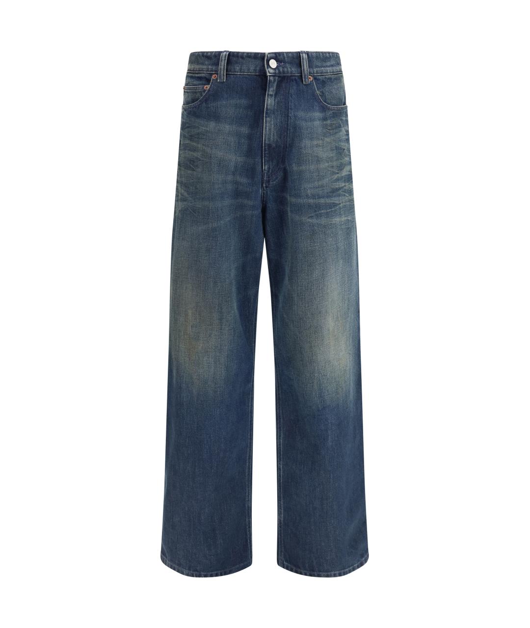 MM6 MAISON MARGIELA Темно-синие хлопковые прямые джинсы, фото 1