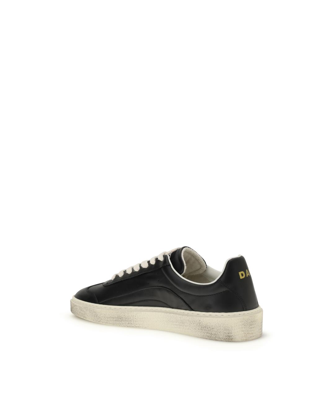 DSQUARED2 Черные кожаные низкие кроссовки / кеды, фото 3