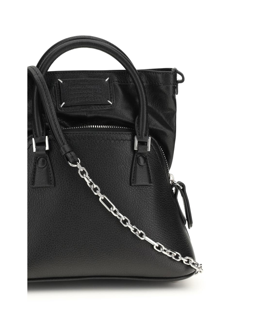 MAISON MARGIELA Черная кожаная сумка тоут, фото 4