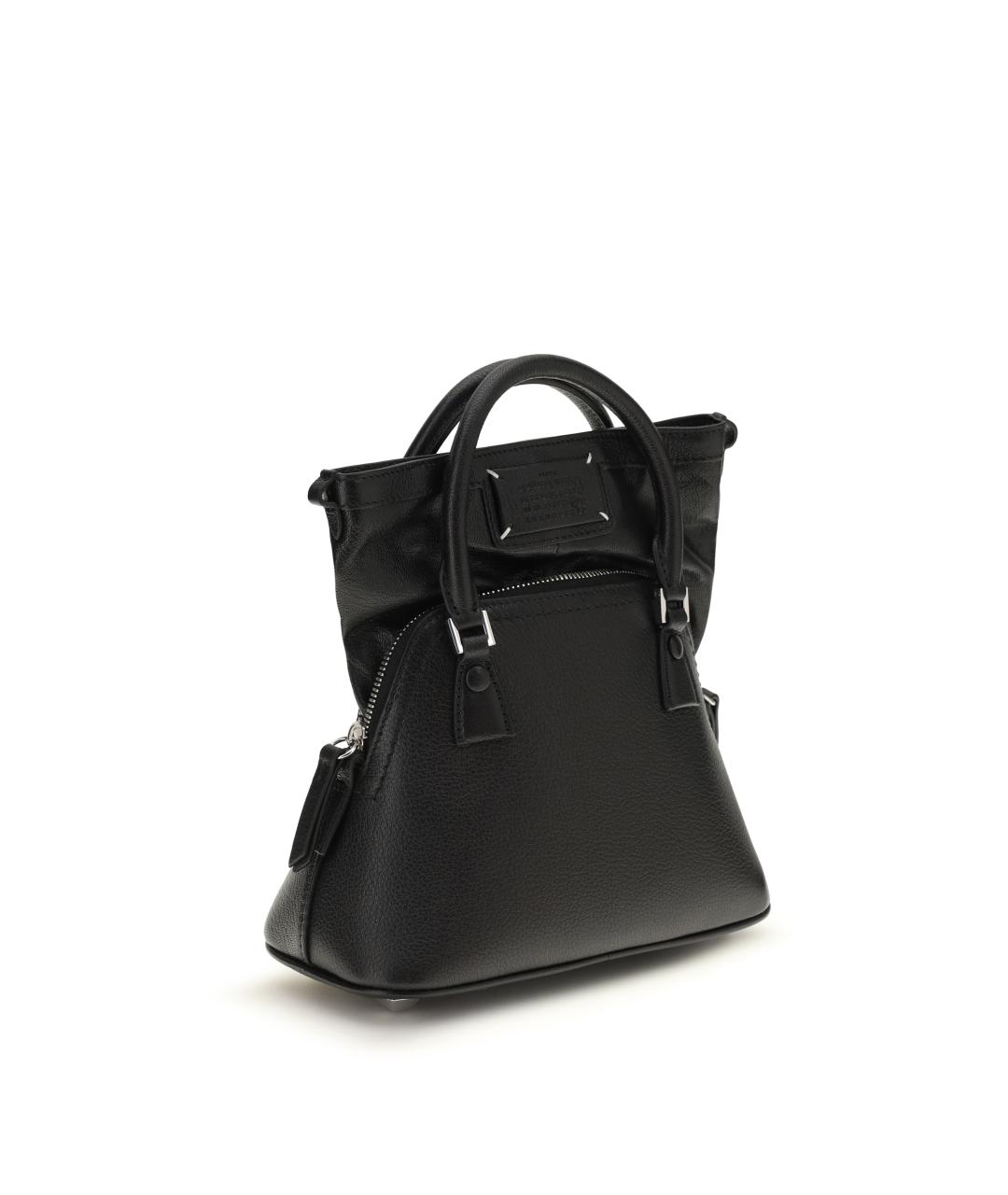 MAISON MARGIELA Черная кожаная сумка тоут, фото 2