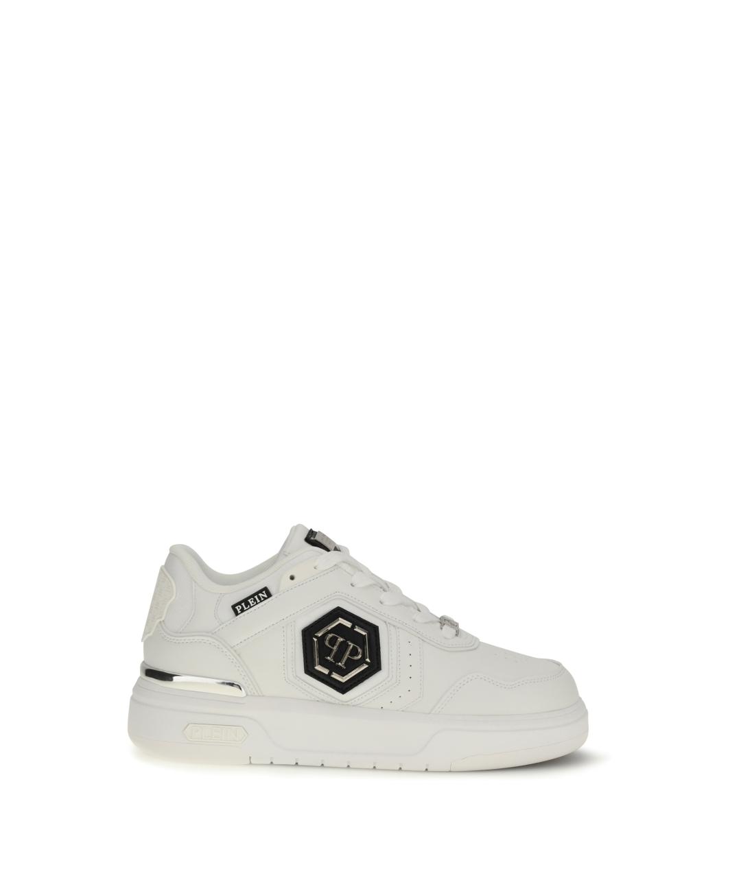 PHILIPP PLEIN Белые кожаные низкие кроссовки / кеды, фото 5