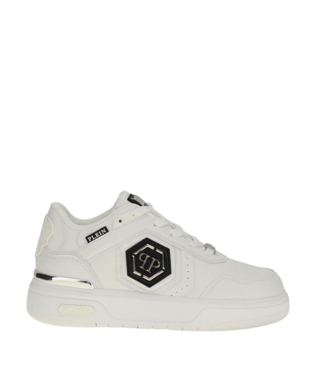 PHILIPP PLEIN Белые кожаные низкие кроссовки / кеды, фото 1