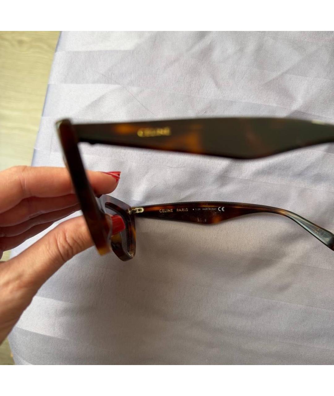CELINE Коричневые пластиковые солнцезащитные очки, фото 4