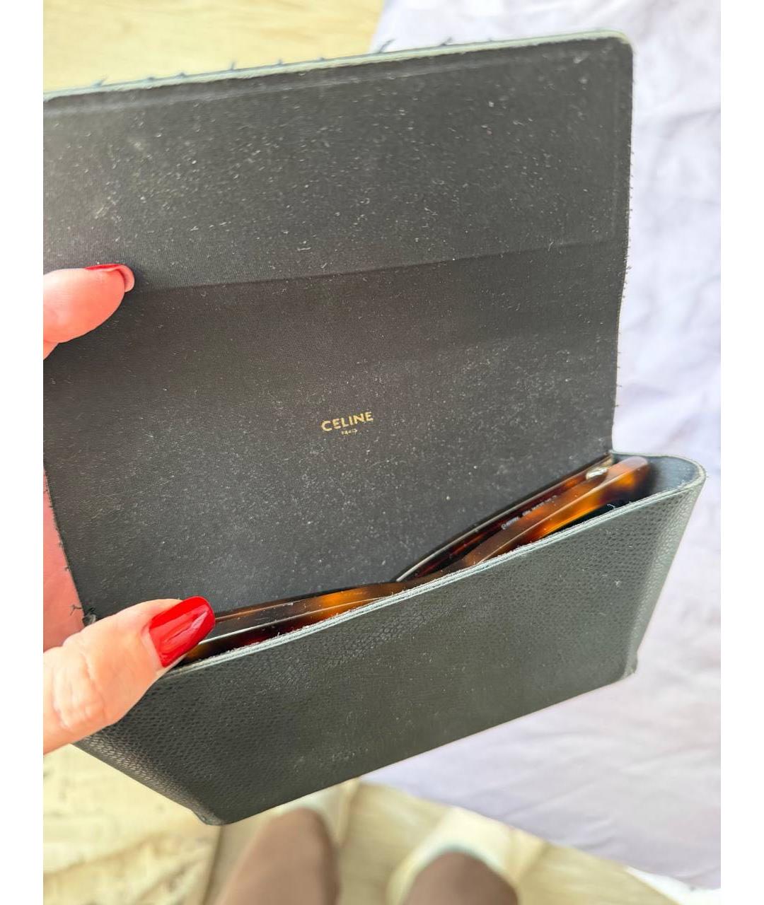 CELINE Коричневые пластиковые солнцезащитные очки, фото 2