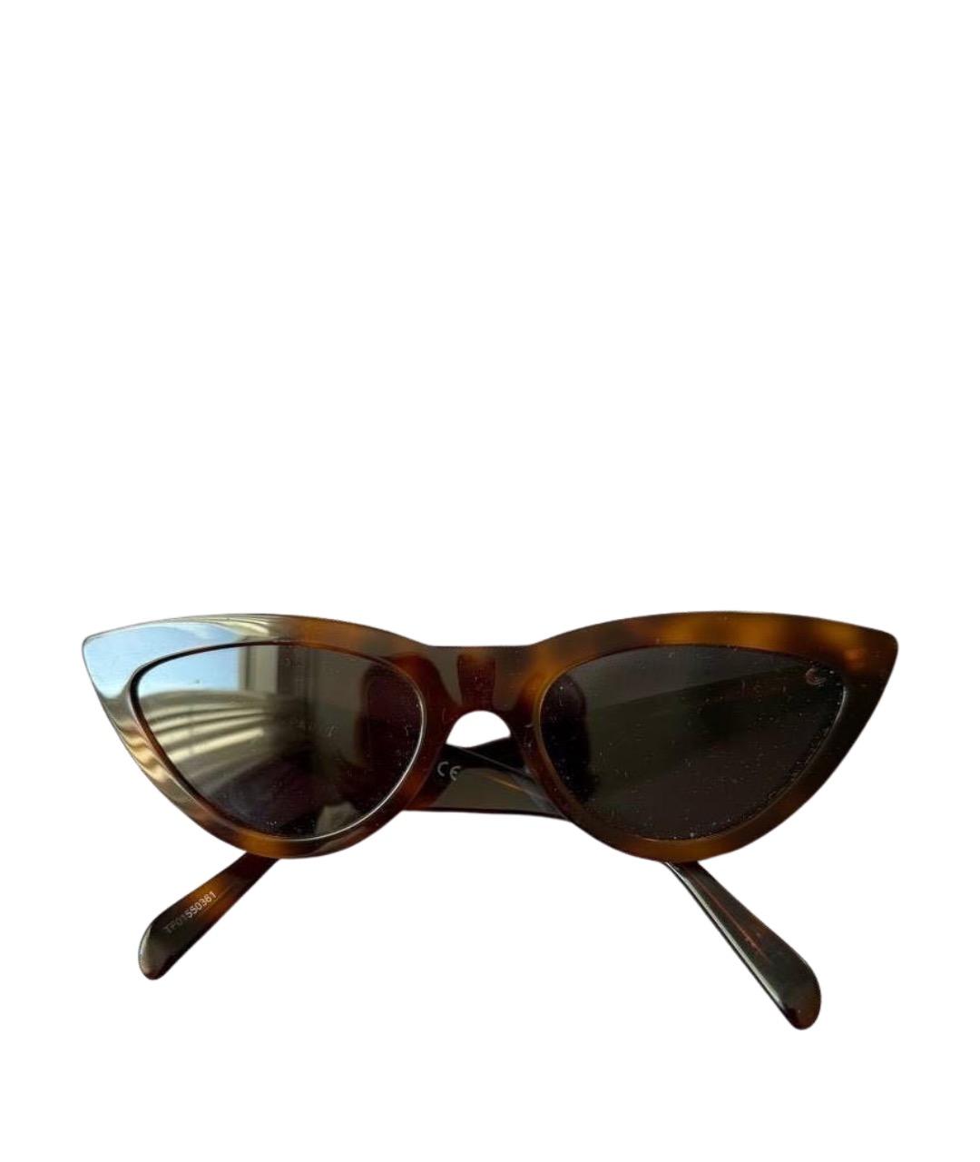 CELINE Коричневые пластиковые солнцезащитные очки, фото 1