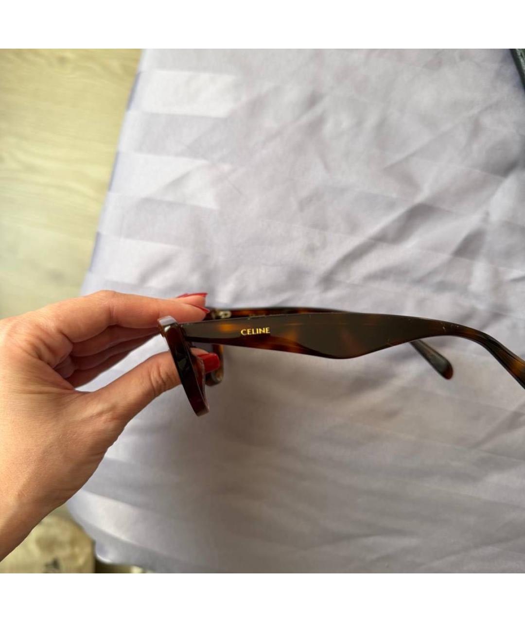 CELINE Коричневые пластиковые солнцезащитные очки, фото 3