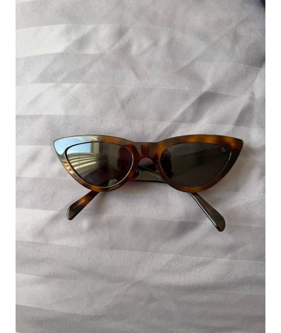 CELINE Коричневые пластиковые солнцезащитные очки, фото 8