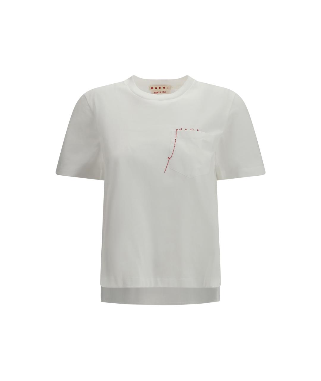 MARNI Белая хлопковая футболка, фото 4